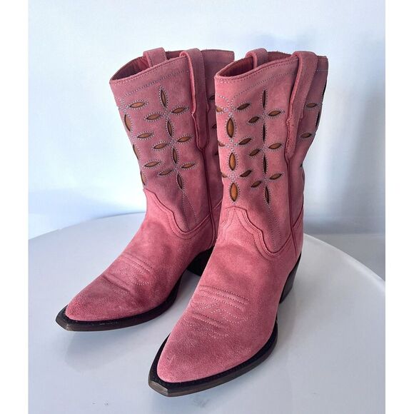 PLANET COWBOY X Anthropologie $475 Pee-wee Leather Western Cowgirl Boots Pink - Picture 4 of 14